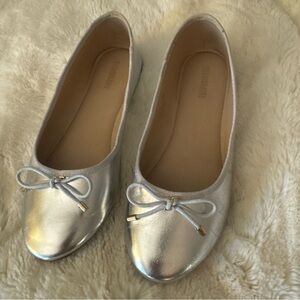 Silver Ballet Flats